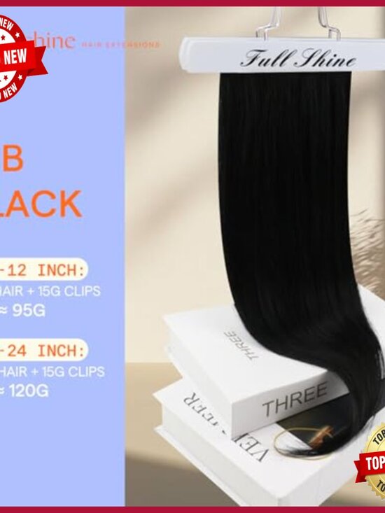 18 Inch Human Hair Clip-In Extensions 7 Piece Set Straight Remy Hair